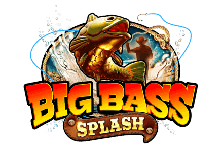 Big Bass Splash artwork: the smiling fisherman in a cowboy hat casts a line beside a large bass fish logo over a turquoise splash and sandstone canyon backdrop